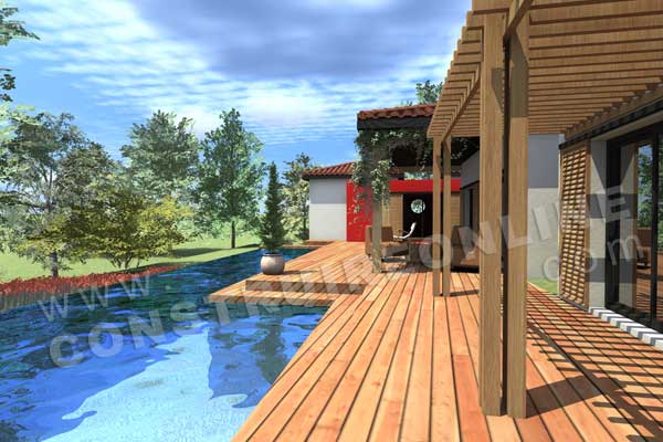 plan de maison moderne modele SAKAWOULE piscine
