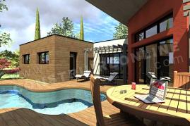 plan maison 3d TAMARIS vue piscine