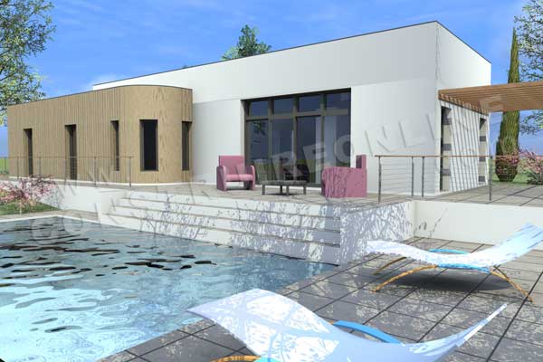 plan de maison contemporaine vue piscine DYNAMO
