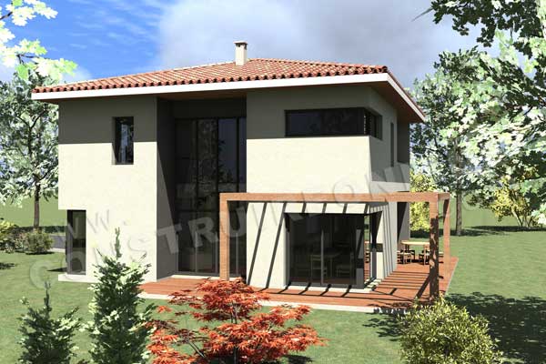 Plan maison moderne contemporaine etage borneo terrasse
