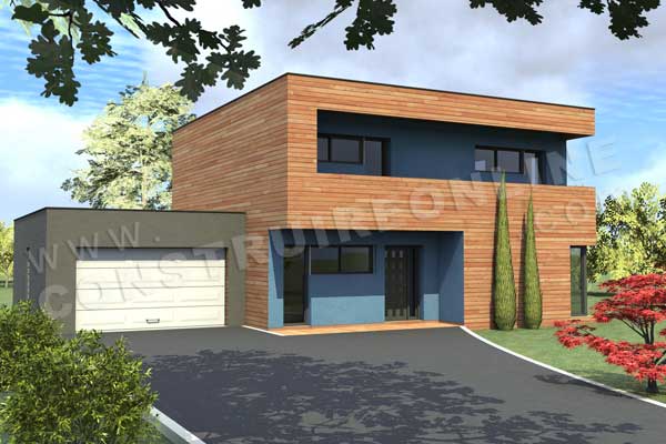 Plan maison contemporaine etage blue lagoon garage