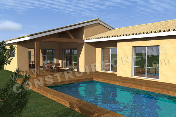 plan maison traditionnelle piscine LOTUS