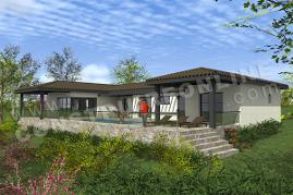 Plan de maison moderne terrain pente FAIRWAY vue terrasse