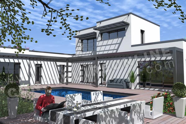 plan maison contemporaine piscine HYPE