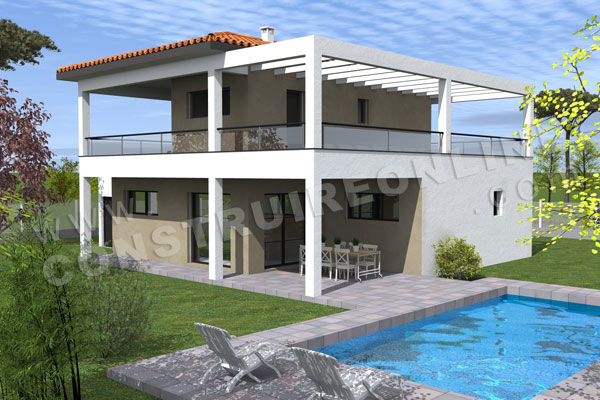 plan maison moderne piscine BIRDY