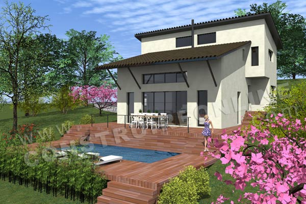Plan maison moderne IDYLLE piscine