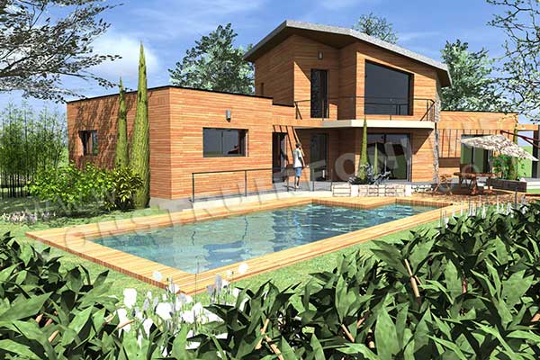 plan de maison plain pied moderne BAHIA piscine2