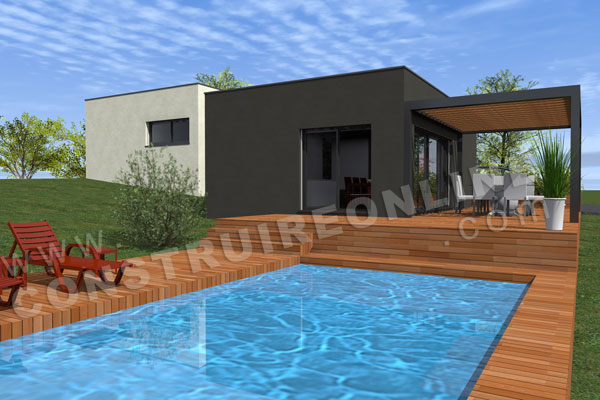 plan maison contemporaine plage piscine ENCELADE
