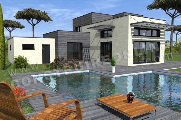plan maison contemporaine piscine OMEGA