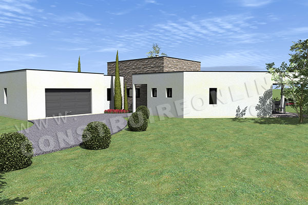 plan de maison en U contemporaine AMAZONE garage