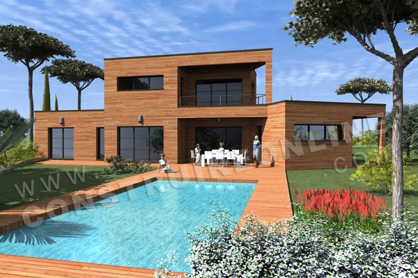 Plan de maison etage contemporaine DAKOTA piscine