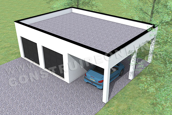 plan garage double 2 portes toit plat carport 2