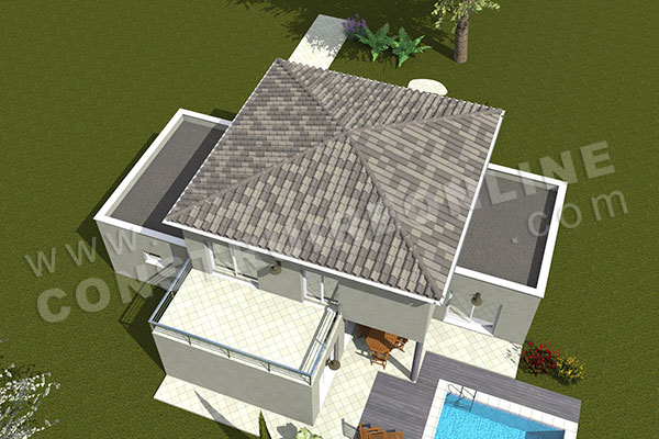 plan maison moderne en L ENGALY 3