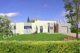 plan de maison contemporaine modele domino vue 3d