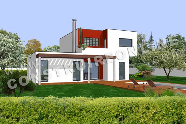 plan de maison contemporaine LIGNTON vue 3d