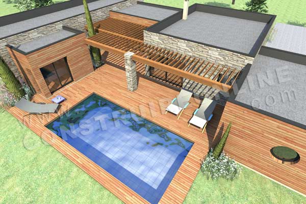 plan maison en toit plat piscine ciel2 COSMOS