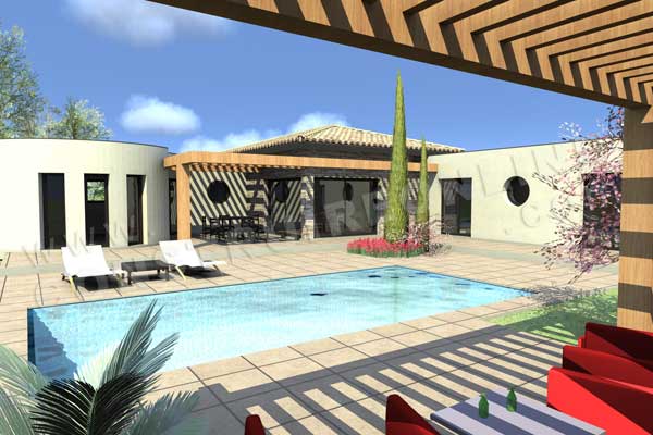 plan de maison moderne CAMELIA piscine