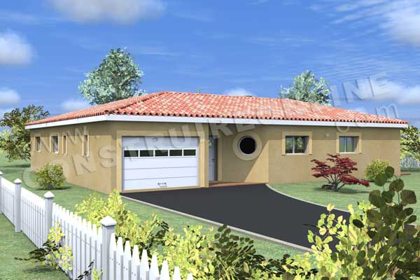 Plan de maison en L moderne PYLA vue garage