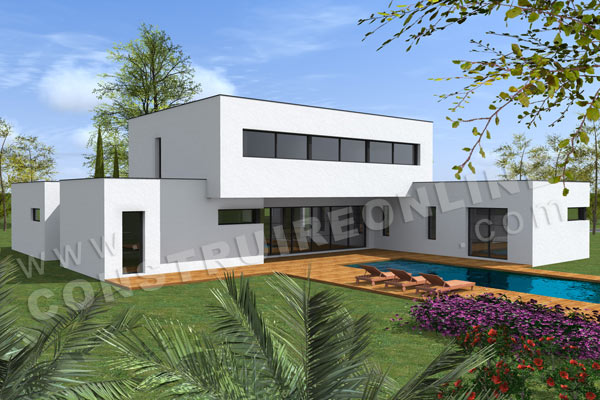 Plan maison architecte LOUNGE vue piscine