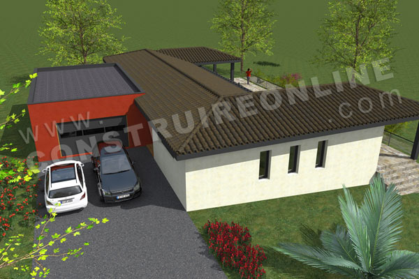 Plan de maison moderne terrain pente FAIRWAY vue garage
