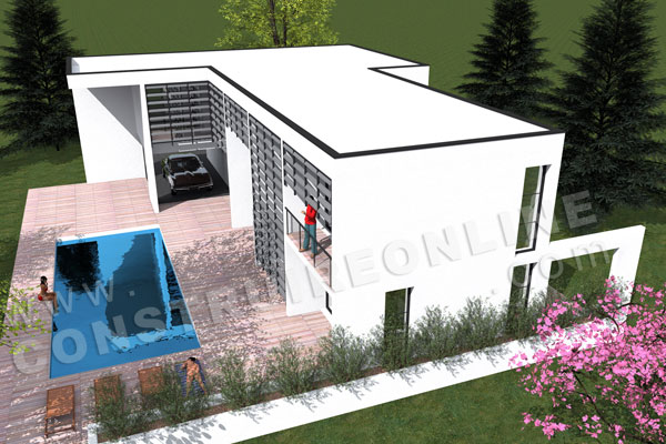 plan maison contemporaine terrasse IOTA