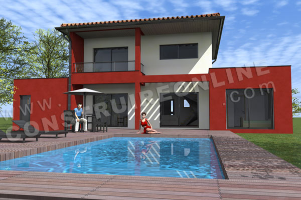 plan maison moderne piscine LATITUDE