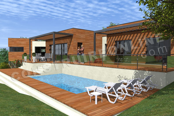 plan maison contemporaine plage piscine QUARTET