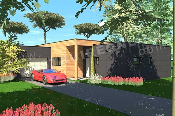 plan de maison contemporaine CALYPSO vue garage