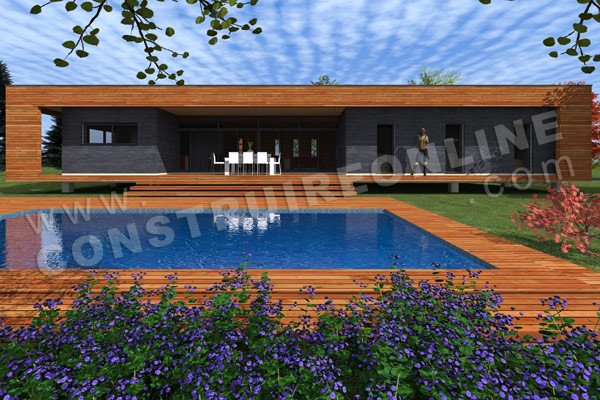 plan maison contemporaine piscine ENVY
