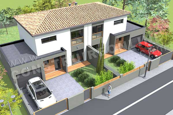 plan maison moderne a etage gratuit