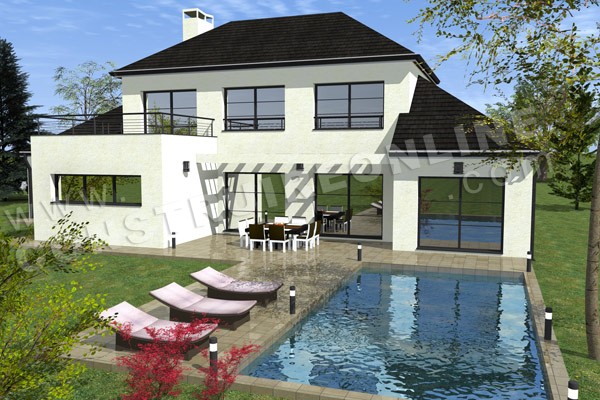 plan de maison moderne avec piscine