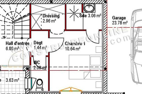 détail plan de maison à étage modèle GASCONY