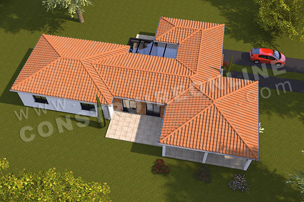 plan maison moderne forme u ETIC 4