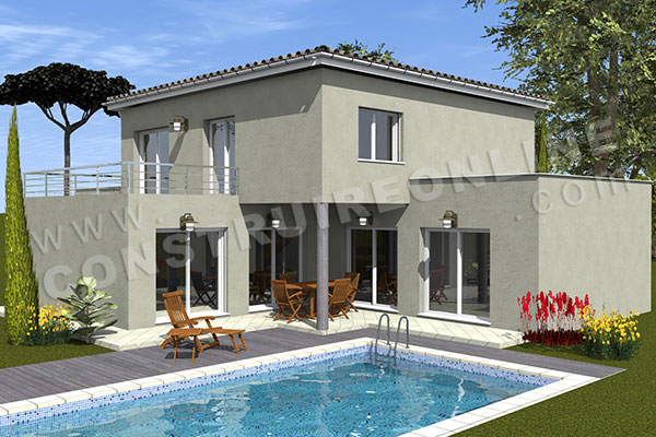 plan maison moderne en L ENGALY 1