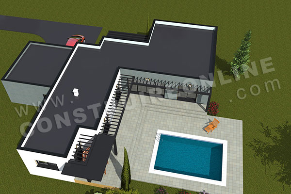plan maison contemporaine toit plat NAVI 3