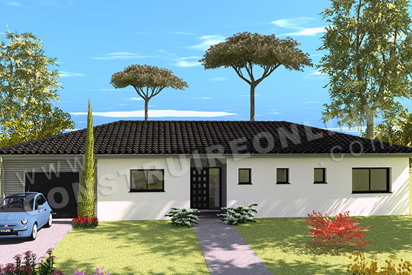 plan maison plain pied moderne 4 chambres COSMIC 1