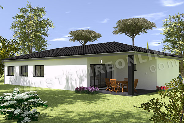 plan maison plain pied moderne 4 chambres COSMIC 2