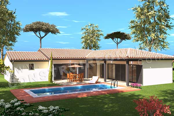 plan maison en L plain pied PRIMAIRE 1