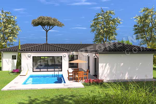 plan de maison moderne en U DENZEL 1