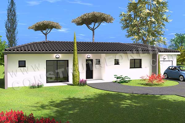 plan de maison moderne en U DENZEL 2