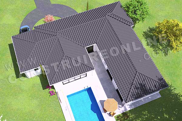 plan de maison moderne en U DENZEL 3