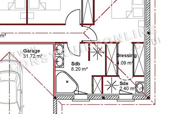 détail plan de maison contemporaine modèle SPOUTNIK