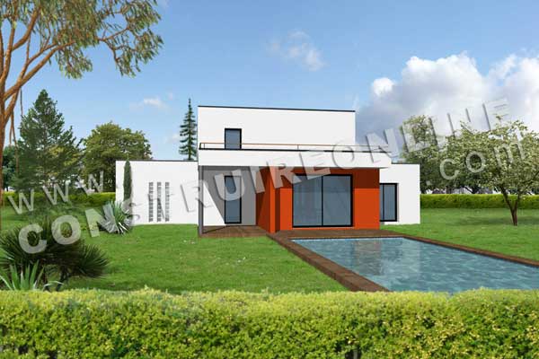 plan de maison contemporaine modele sahary vue 3d