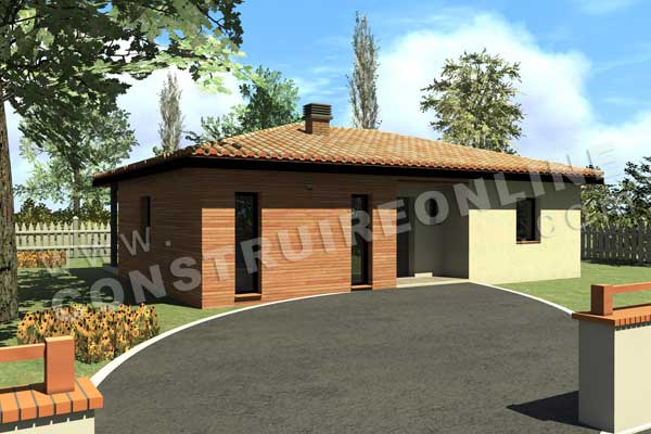 plan de maison contemporaine bois modele ORIGAN vue 3d